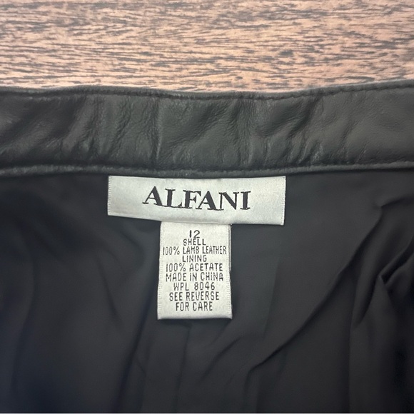 ALFANI Vintage 90s Y2K Black Genuine Lamb Leather Pants Sz 12 Fully Lined - Picture 2 of 10